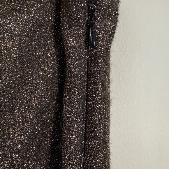 Vince Camuto One Shoulder Glitter Knee Length Dress Womens 12 Gold Slit Cocktail - Picture 12 of 14